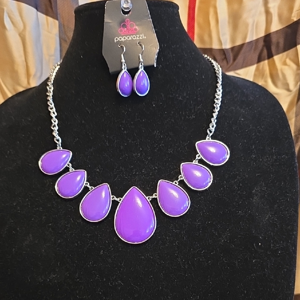 Paparazzi Vibrant Purple Necklace and Earring Set